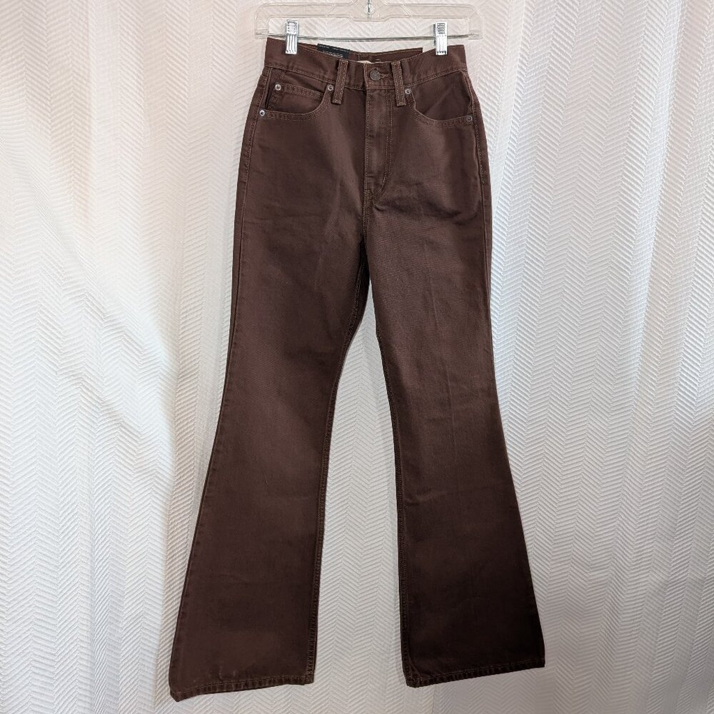 NWT Levi’s 70s Movin’ On Flare Jeans Chocolate Brown High Rise Retro Size 24/32 - Picture 7 of 12
